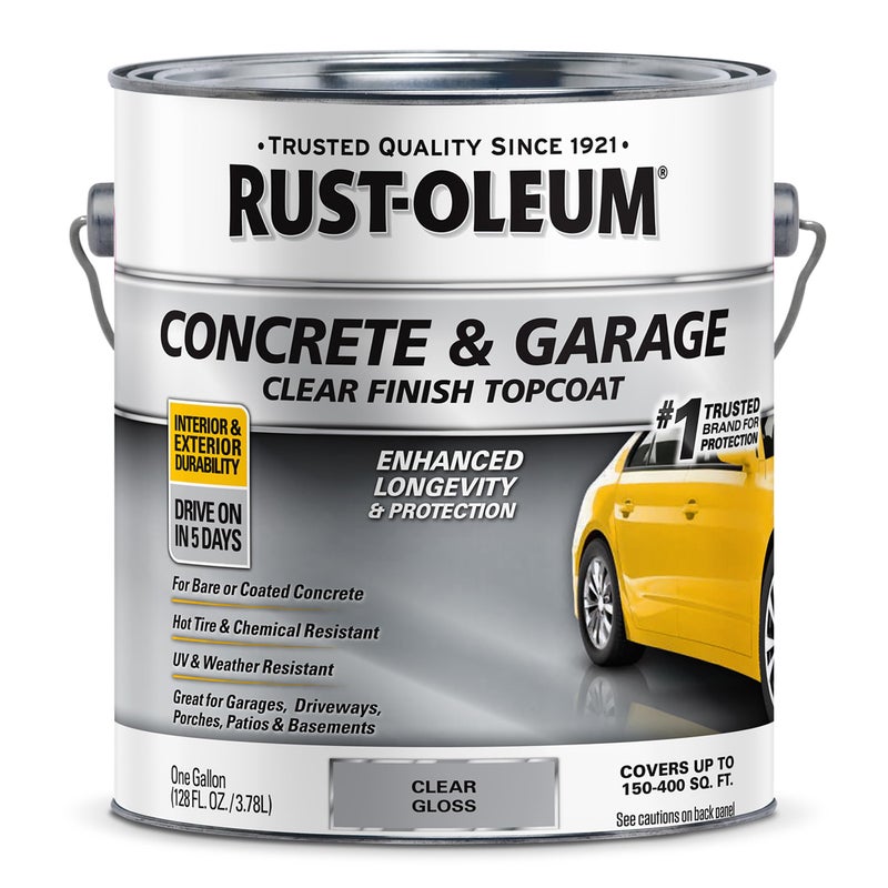 رست أوليوم طلاء علوي شفاف من شركة Rust-Oleum 320202 للخرسانة والجراج، جالون، شفاف لامع - Image 1